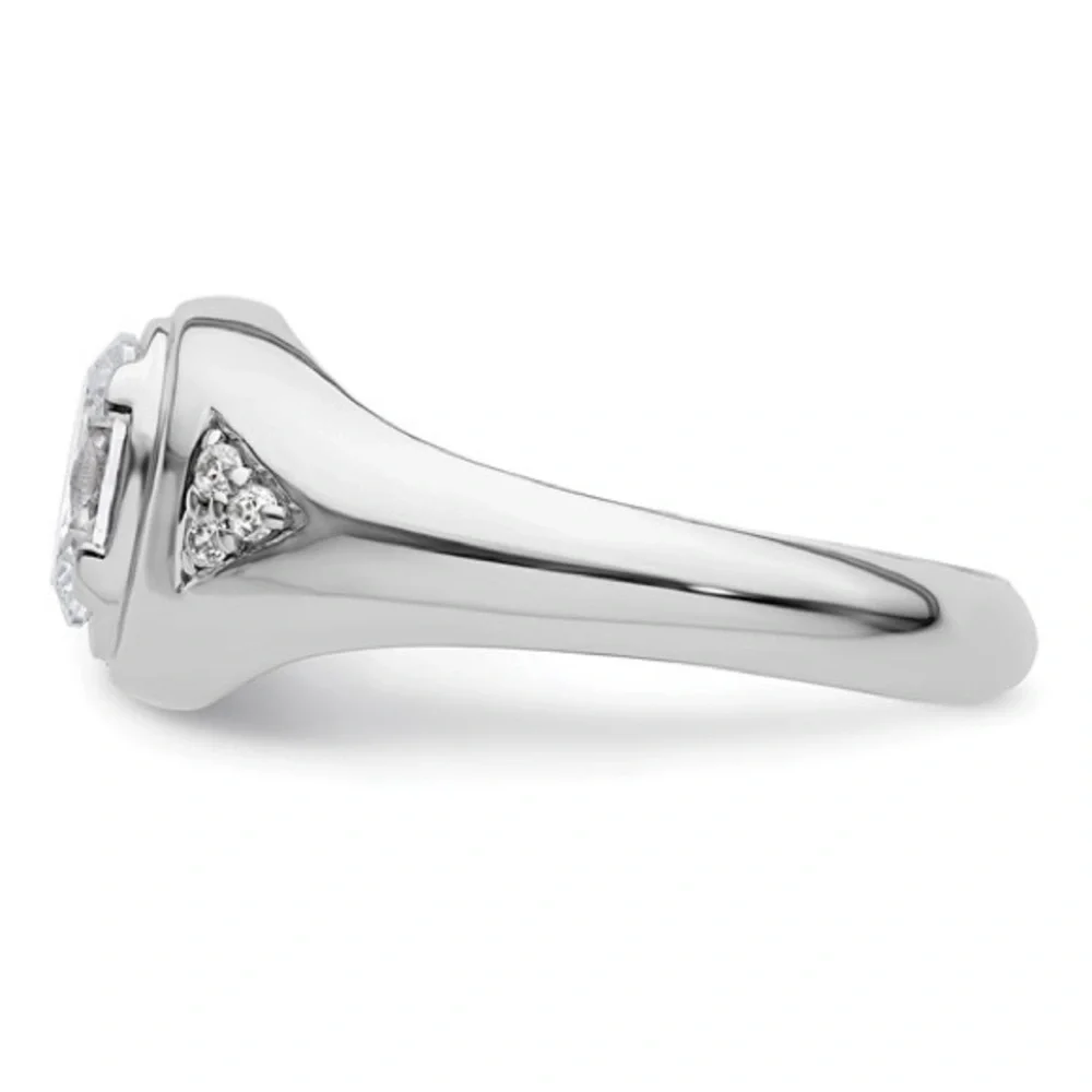 IBGoodman 14K White Gold Lab Grown Diamond Oval Men’s Ring –Modern Luxury